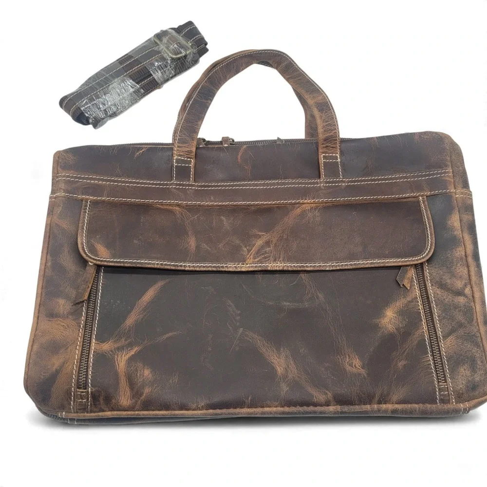 HLC Full Grain Leather Messenger‎ Bag 18
